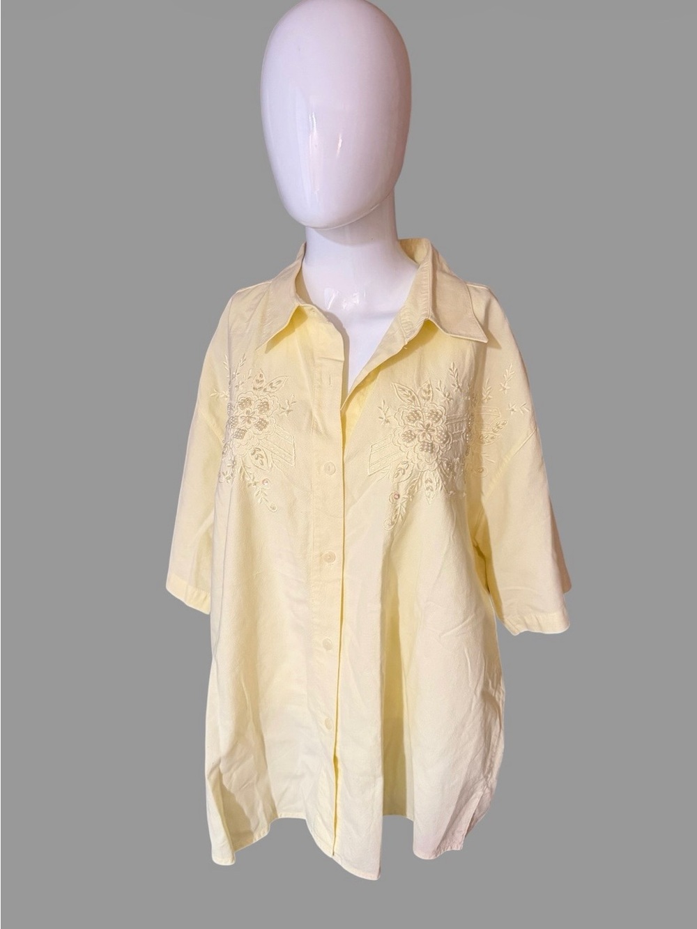 Premier Light Yellow Cotton Button-Up Blouse